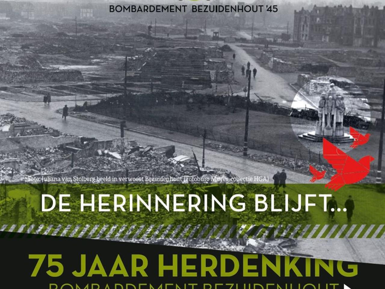 Poster herdenking 75 jaar bombardement Bezuidenhout