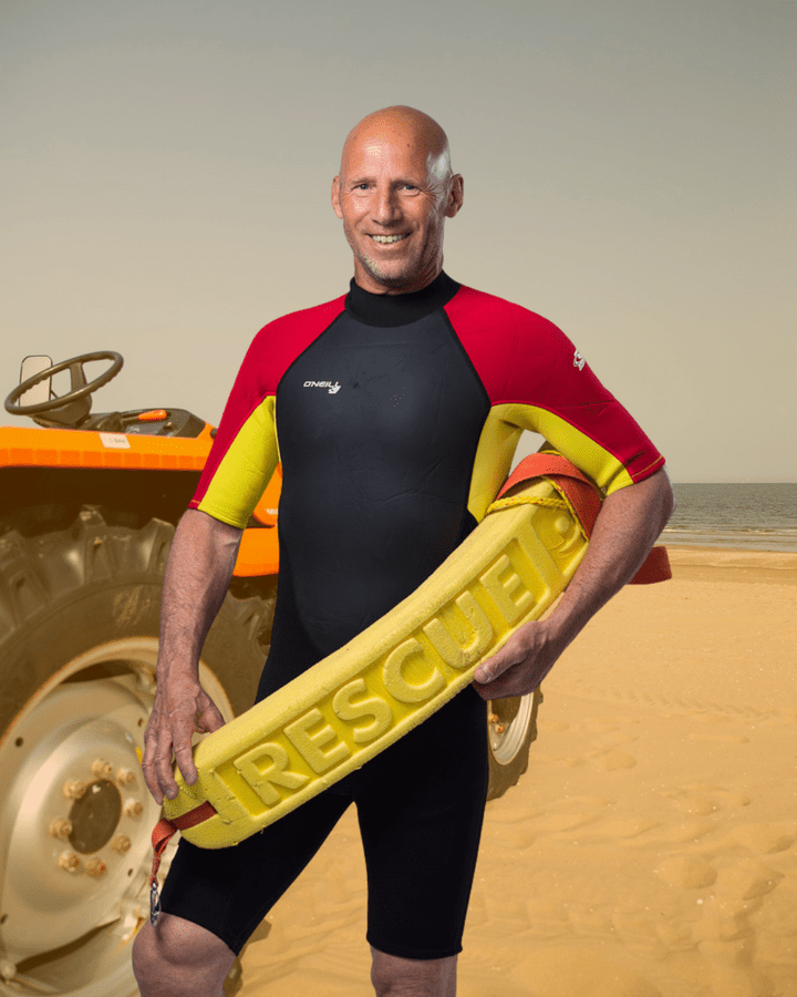 Collega Richard als lifeguard 
