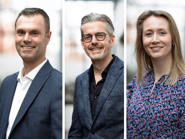 Collega's Mike, Jean-Paul en Cindy op een rij